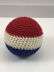 Hand knit Crocheted Ball 2-inch Multi-Color R/W/B
